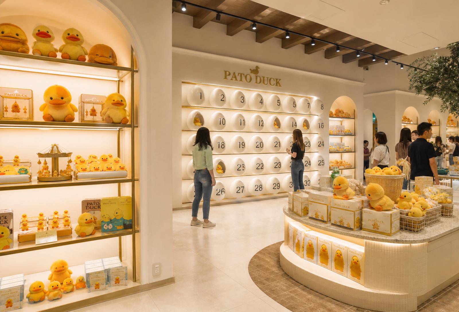 Numbered egg hatching wall inside the flagship